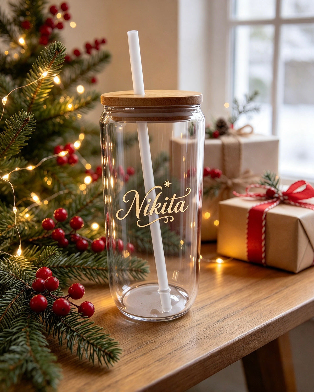 Glass Holiday Season Cups