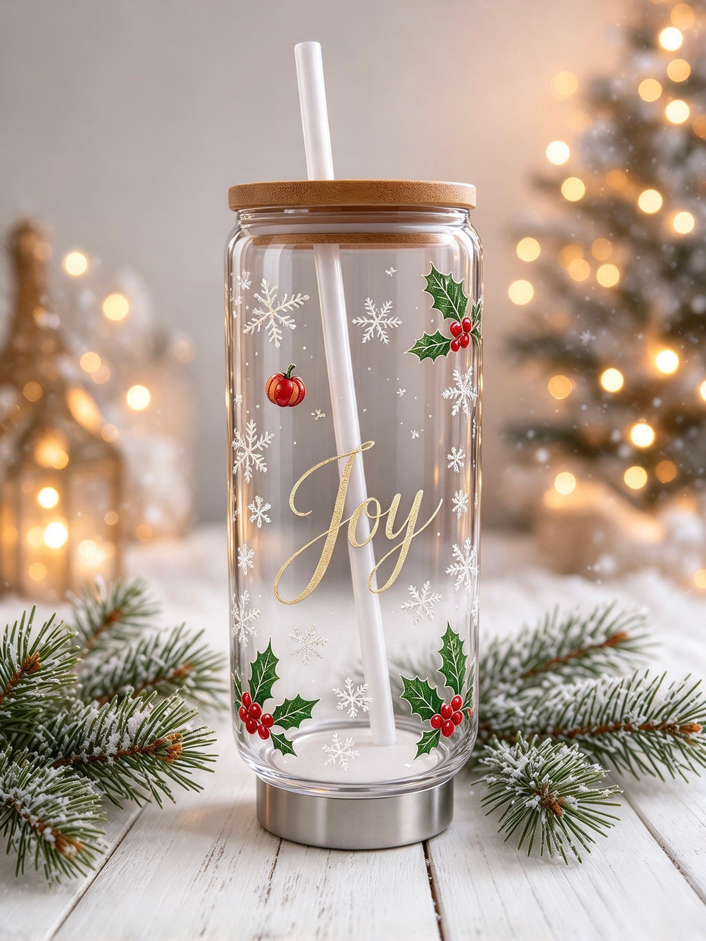 Glass Holiday Season Cups