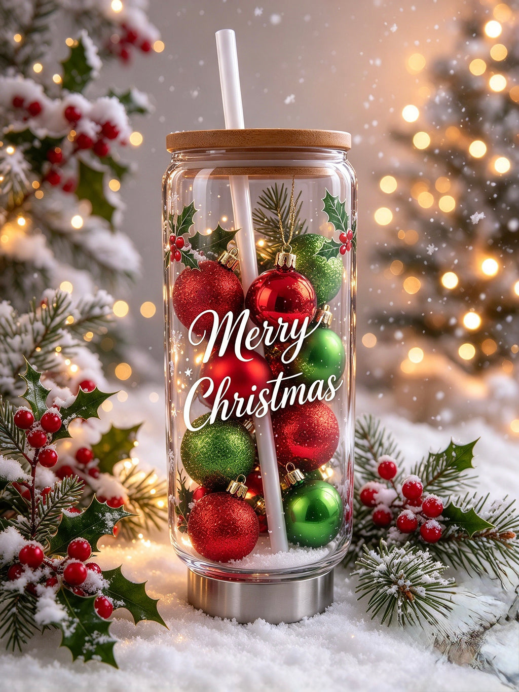 Glass Holiday Season Cups
